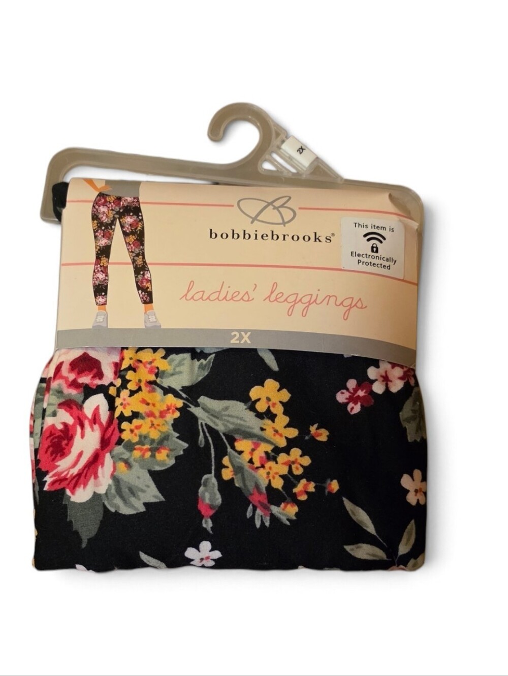 Bobbie Brooks 2X Floral Print Leggings Black Red Pink Size 20/22 NIP